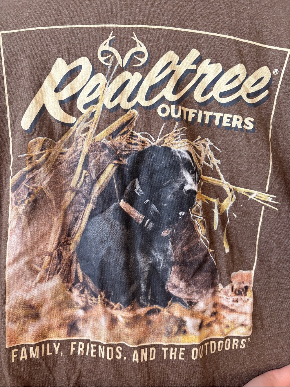 Realtree Brown Graphic Short Sleeve Tee with Black Dog Print - Picture 2 of 4